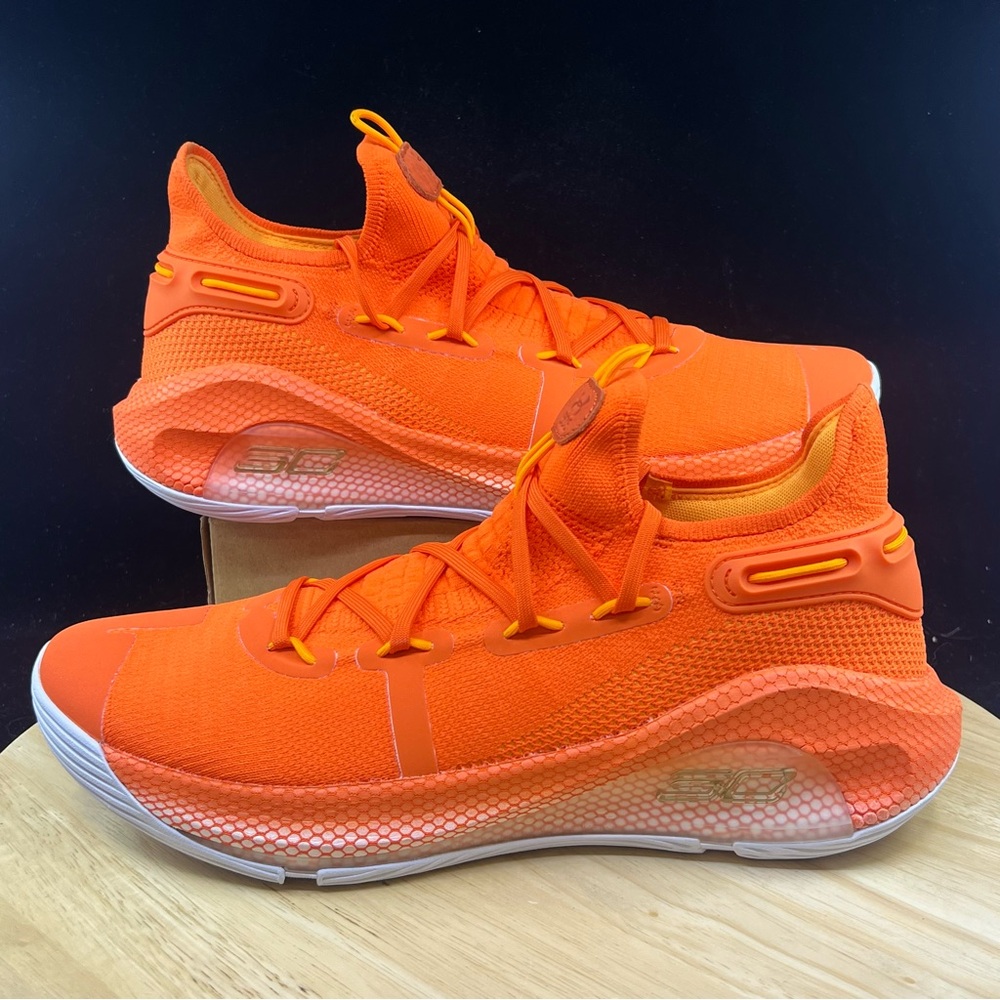 Under Armour Curry 6 Team Orange White Basketball Shoe 3022893-800 Men’s Sz 12.5